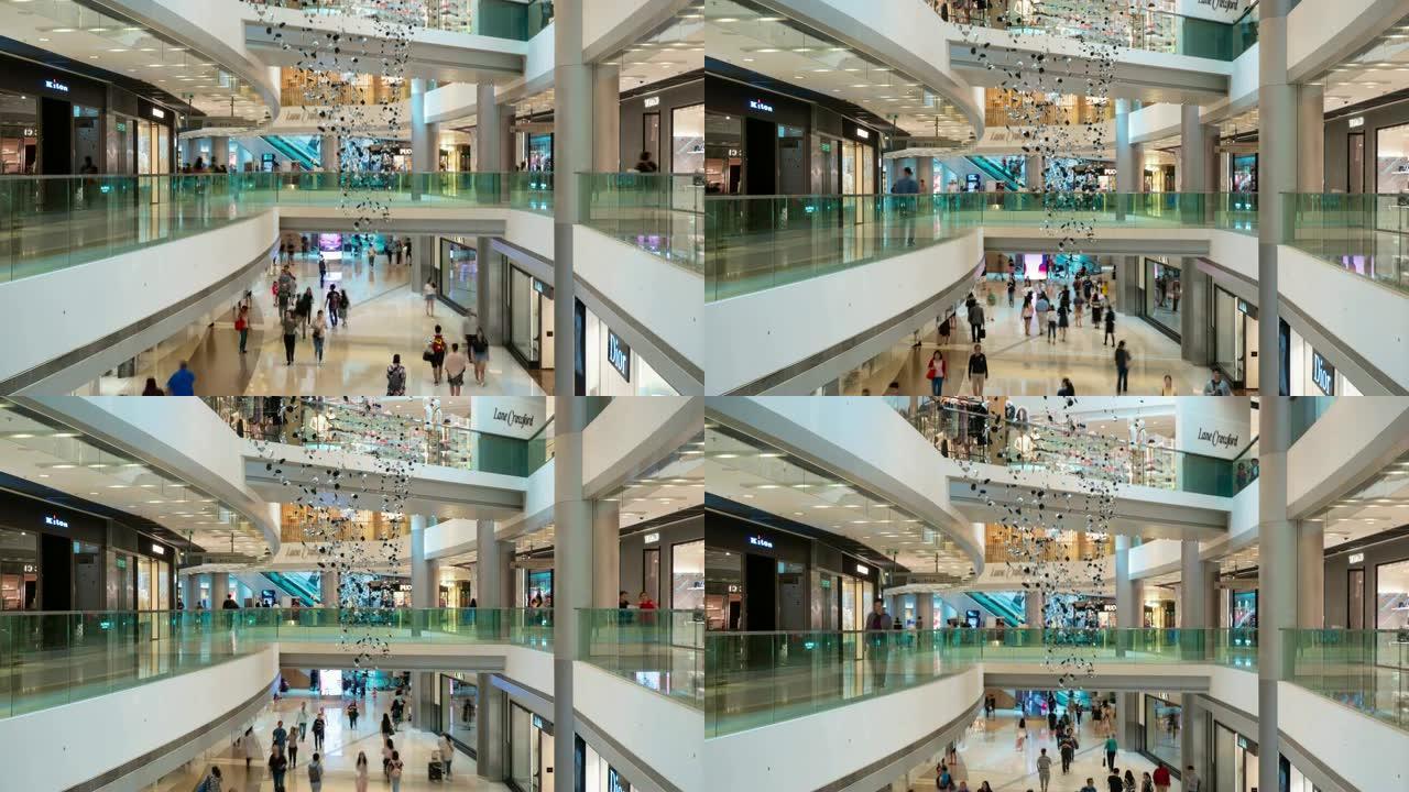 香港著名商场内厅全景4k延时