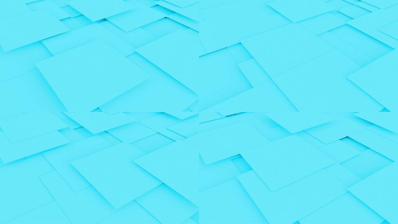 3d抽象背景蓝色方块动画。电脑渲染塑造镜头。循环。