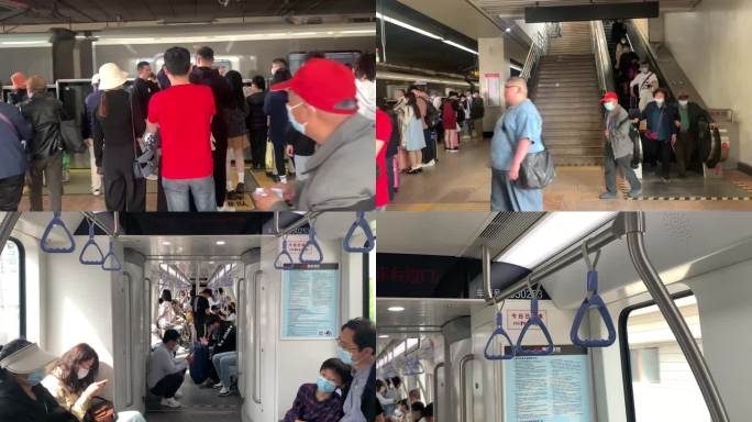 上海地铁旅客进站排队乘车实拍