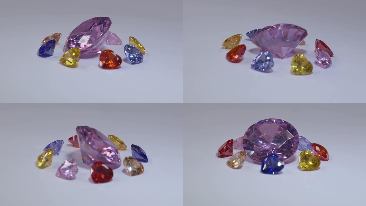 紫水晶钻石被心形钻石包围。