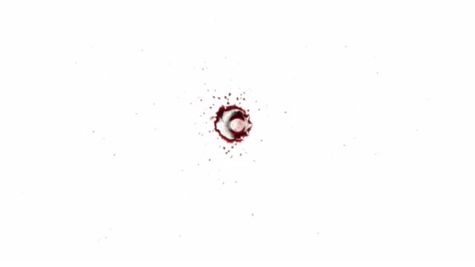 血滴隔离在白色背景4k上，带亮度通道，用于VFX
