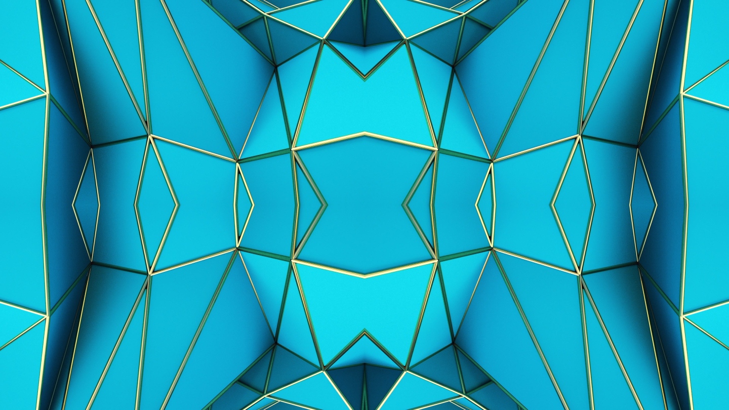 【4K时尚背景】蓝色闪动几何立体图形装饰