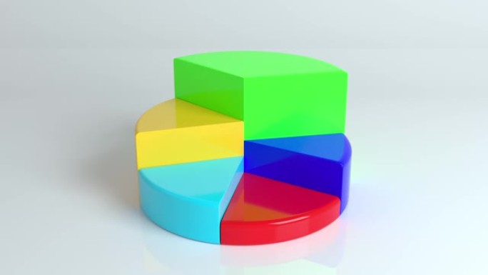 信息图表的等距循环图。3D饼图，有5个部分和不同的颜色。业务模板。白色背景。用于图形、报告、演示、小