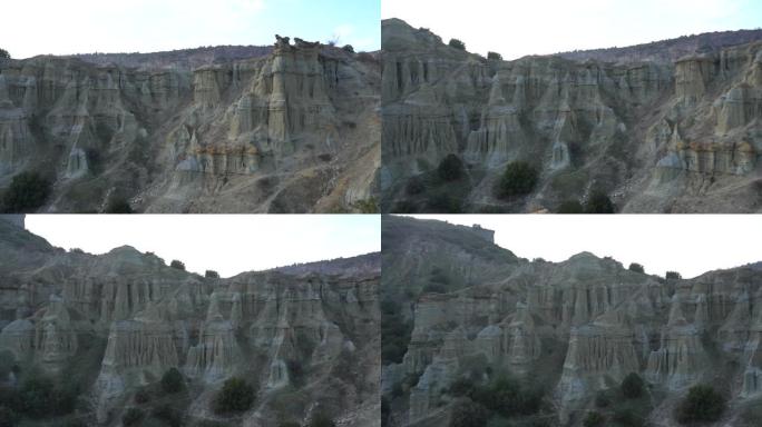 库拉多基亚山的景色。土耳其库拉市不寻常的火山岩形成。