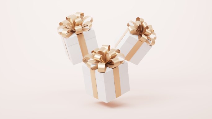 白色方形礼物盒循环动画3D渲染