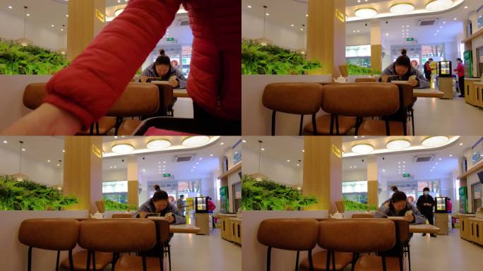 小吃餐厅饭店顾客享用食品延时摄影视频素材