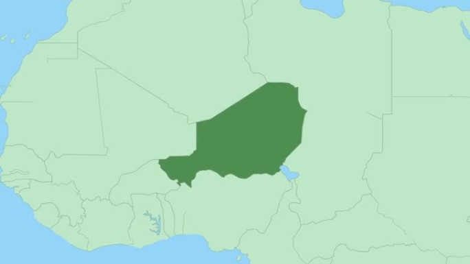尼日尔地图，带有国家首都的pin。