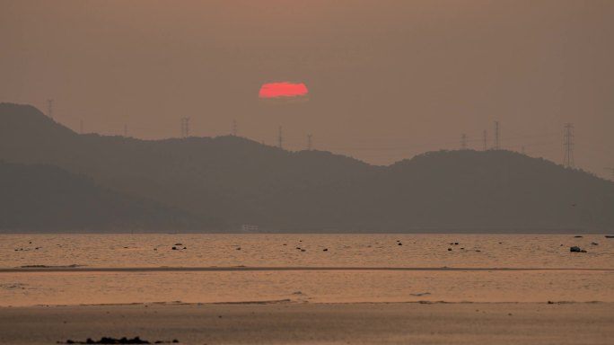 珠海海景海边横石基日落自然风光延时摄影