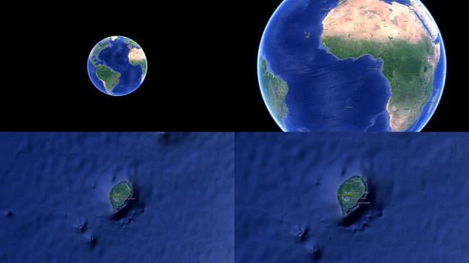 圣多美和普林西比旗。三维地球在空间缩放在圣多美和普林西比外