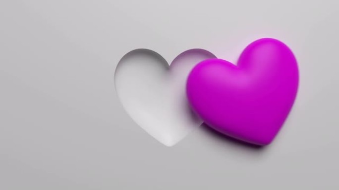 白色背景上的紫色抽象心形概念