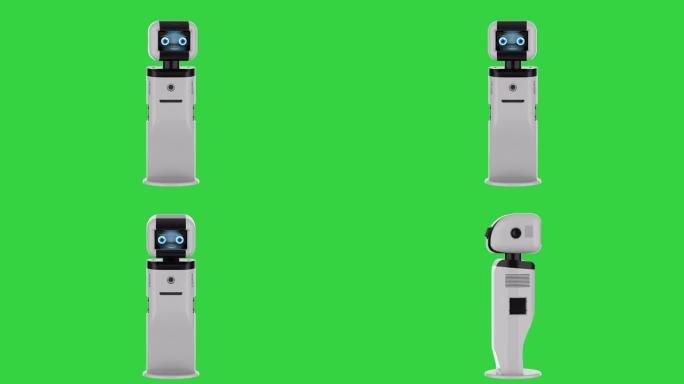 助理机器人在绿色屏幕上