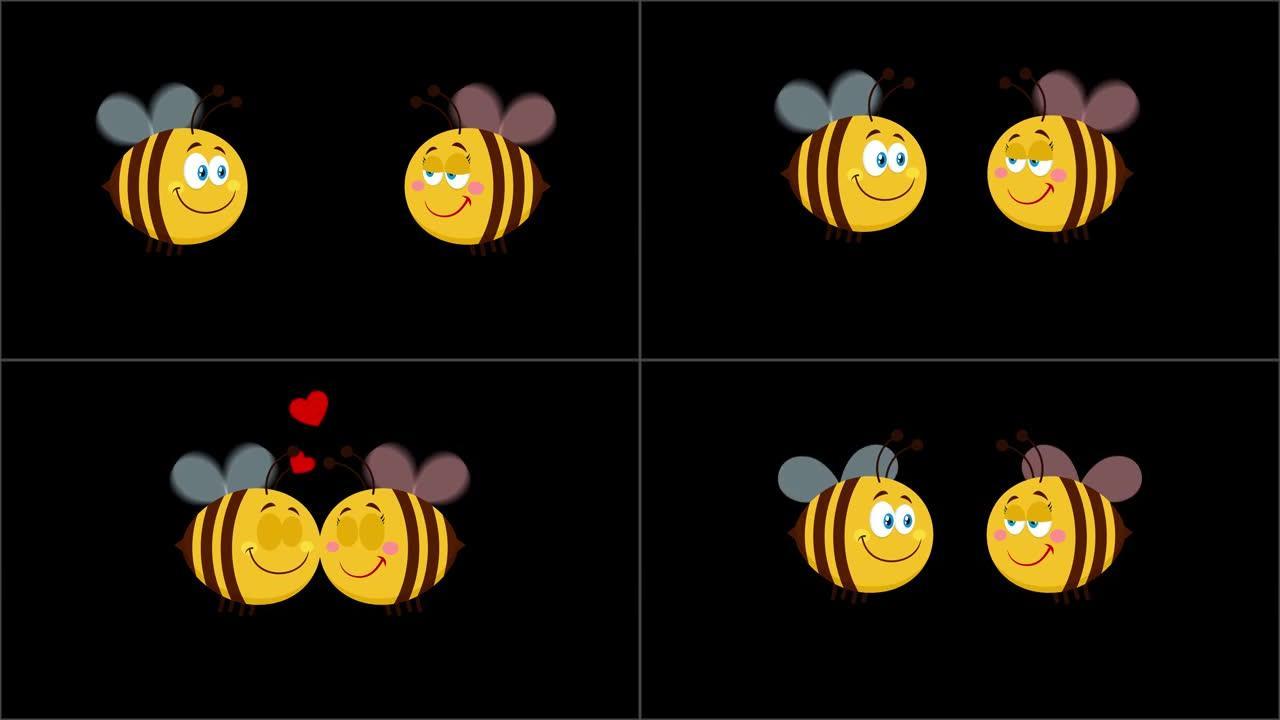 蜜蜂卡通人物情侣恋爱
