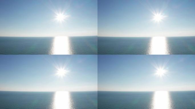 空中无人机。海上晴天。地平线清晰。黑海索契。海水。和平，安宁，美丽，休息。