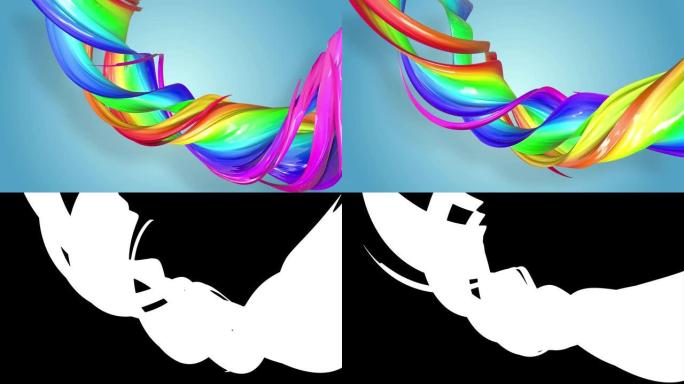 抽象无缝背景与五彩色带。彩虹条纹在一个圆圈中移动并扭曲。43