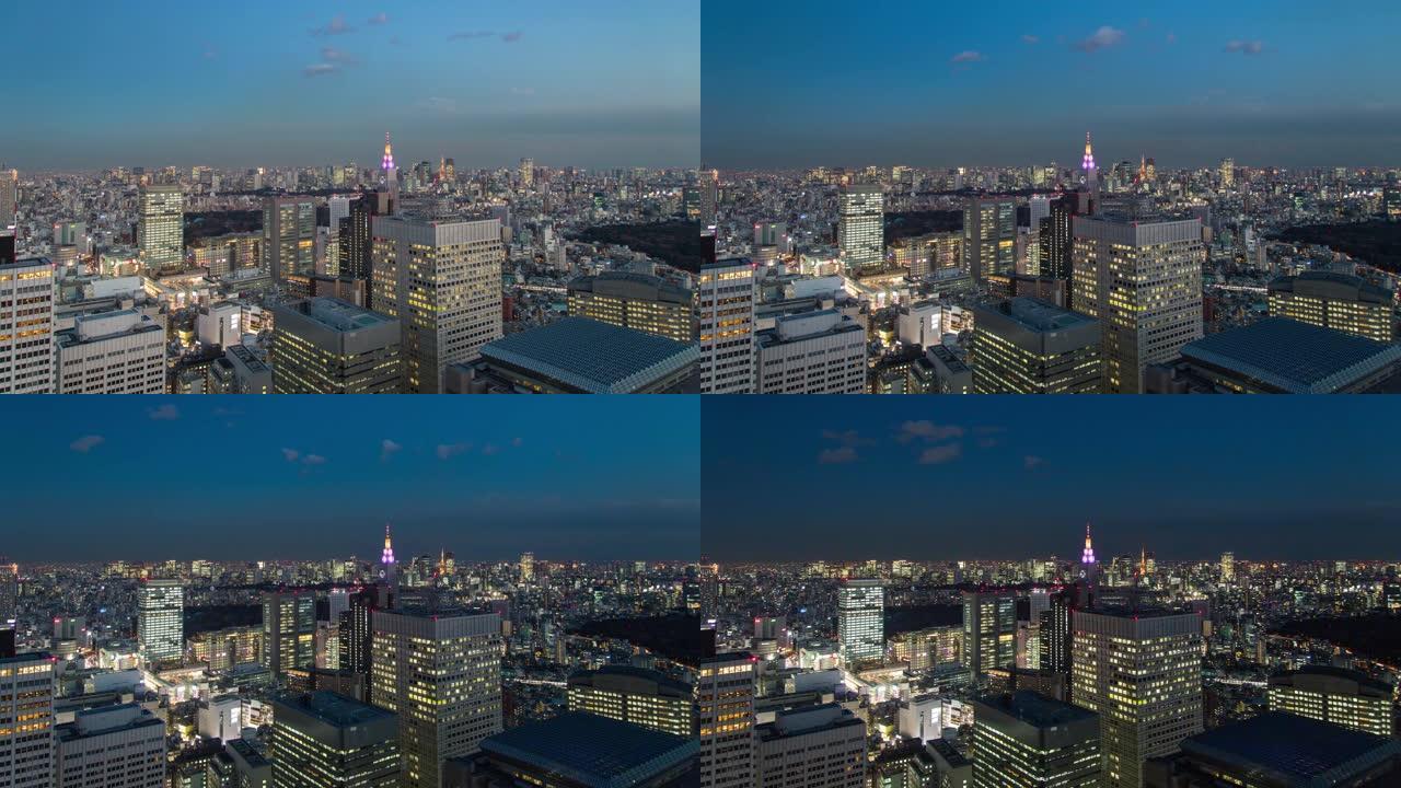 日本东京-东京市天际线上的日落时光