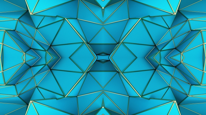 【4K时尚背景】蓝色闪动几何图形装饰空间
