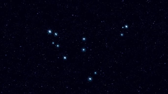 摩羯座星座，逐渐用恒星和轮廓缩放旋转图像