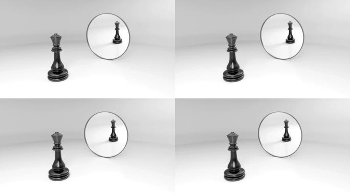 黑色站在镜子前