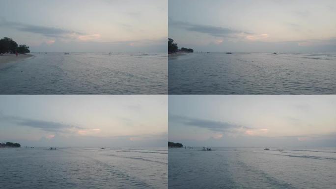 卡萨复古海滩海滩海岸线日落无人机拍摄
