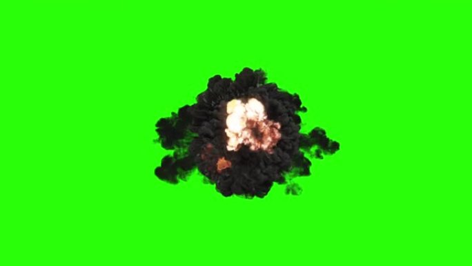 绿屏背景上冒烟火球爆炸三包