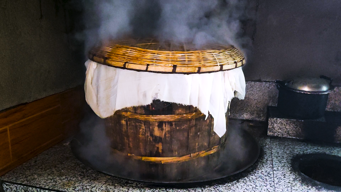 传统手工糯米糍粑工艺2上甑蒸熟