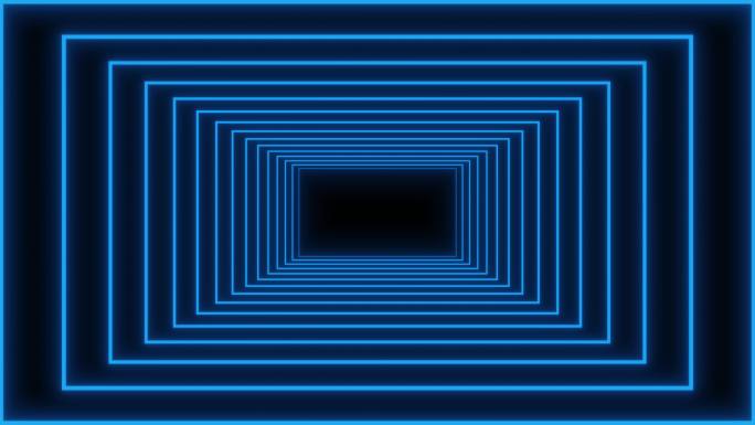 4K蓝色方形隧道空间无缝循环