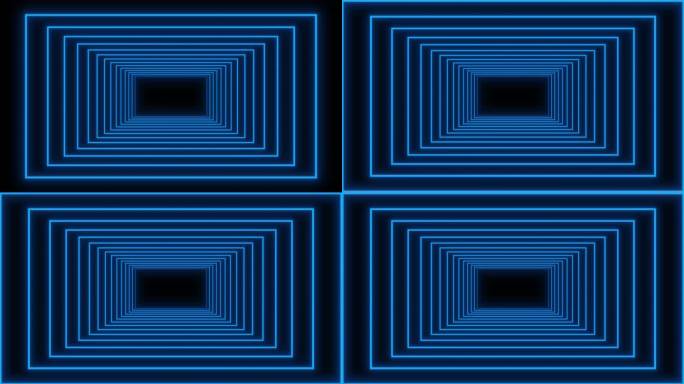 4K蓝色方形隧道空间无缝循环