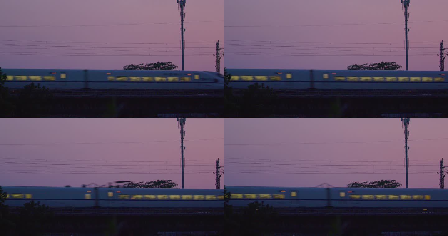 夜里的火车动车