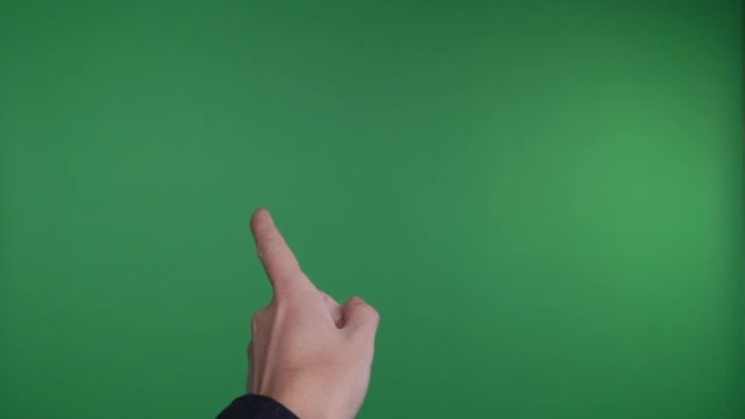 手势色度键包。绿屏背景下的20个手势。手动特写显示触摸屏的多点触摸手势: 点击、缩放、垂直、水平滑动