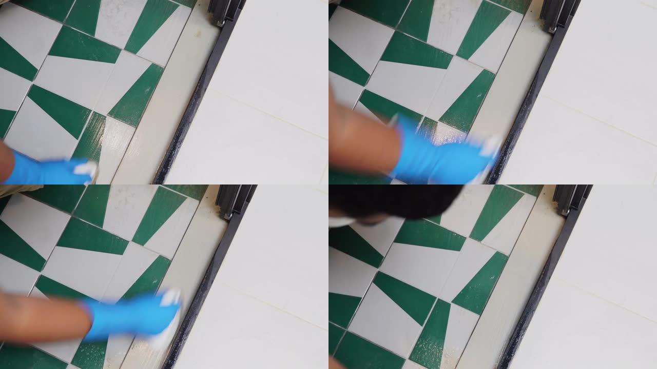 浴室用百洁布手戴防护手套清洁摩擦脏瓷砖地板