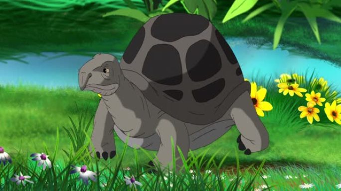 大灰象龟吃草