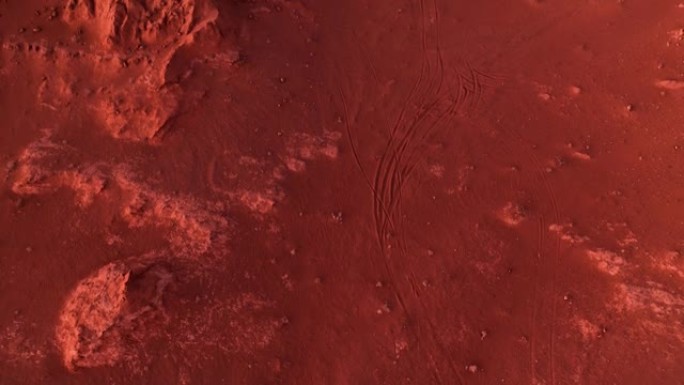 火星景观，戈壁沙漠燃烧的悬崖鸟瞰图。焦土是恐龙遗体休息和产卵的地方。蒙古。峡谷Hermen-Tsav