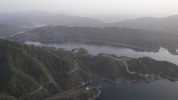 湖北竹山县潘口水库水电站4K航拍