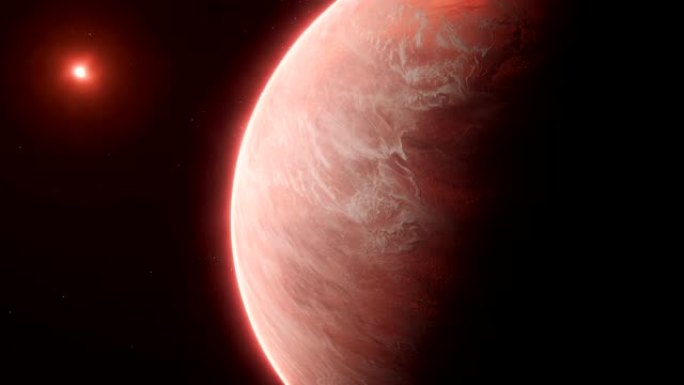 大气稀薄，狂风的红色星球的3d动画