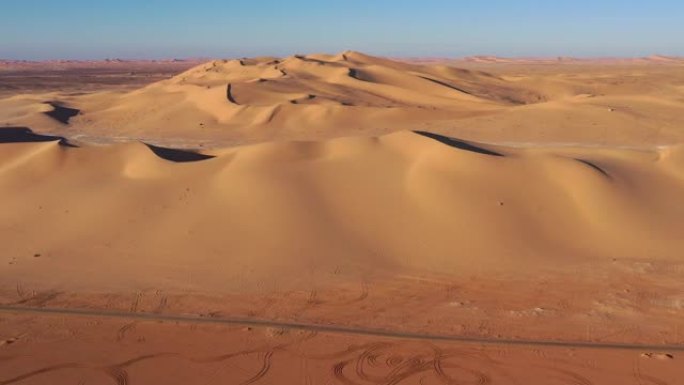 利比亚，突尼斯和阿尔及利亚边界交汇处的利比亚沙漠鸟瞰图