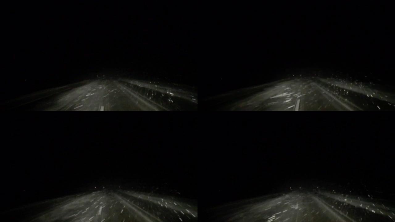 美国中西部强暴风雪强风粉刷夜驱动POV 4k视频系列