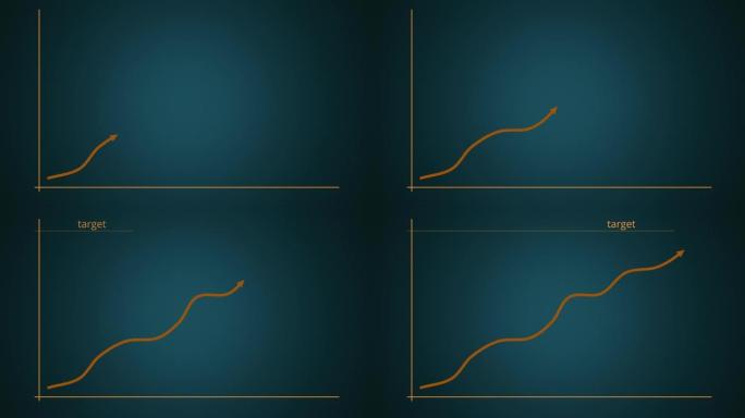 蓝色棕色目标和成功的上升图