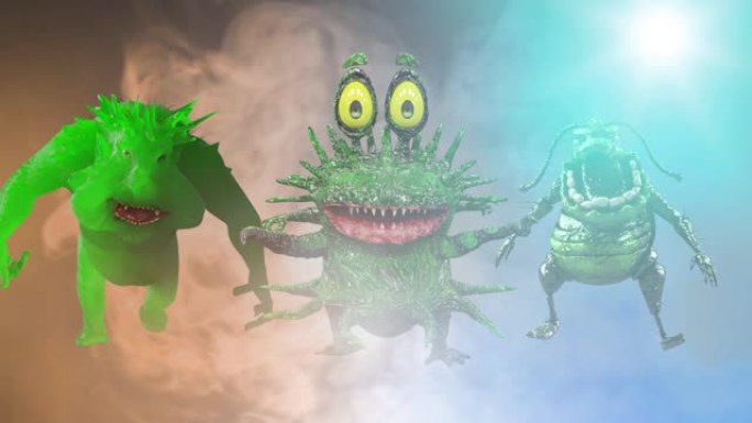 卡通细菌病毒3D渲染