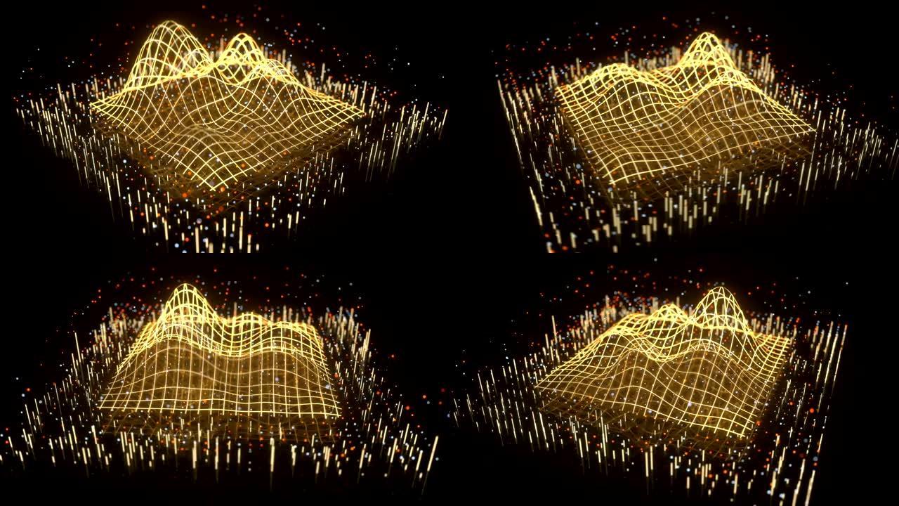 透视中的波形图无缝循环3D渲染动画
