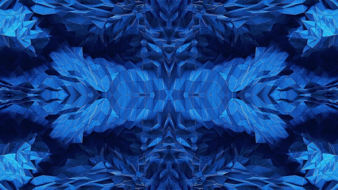【4K时尚背景】蓝色闪动几何图形3D空间