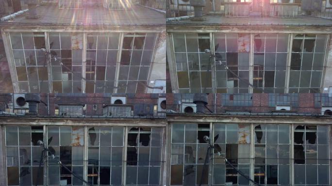 废弃工业仓库工厂砖房破窗架空