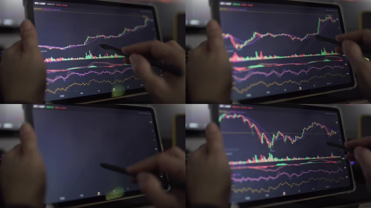 数码板上的股市数据图表分析，股市上涨动态图，涨落财务图