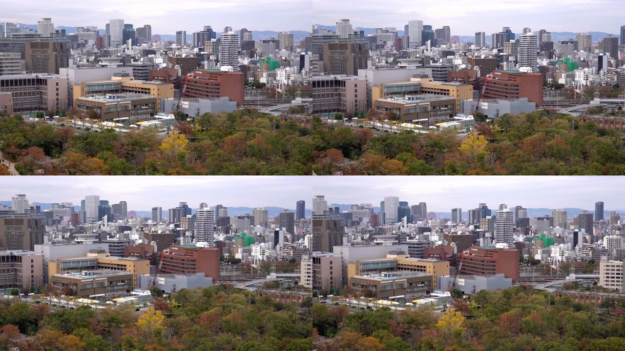 日本大阪城鸟瞰图