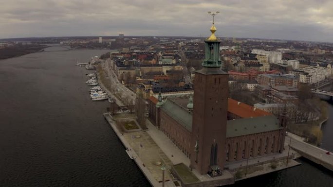 鸟瞰斯德哥尔摩市政厅-股票视频