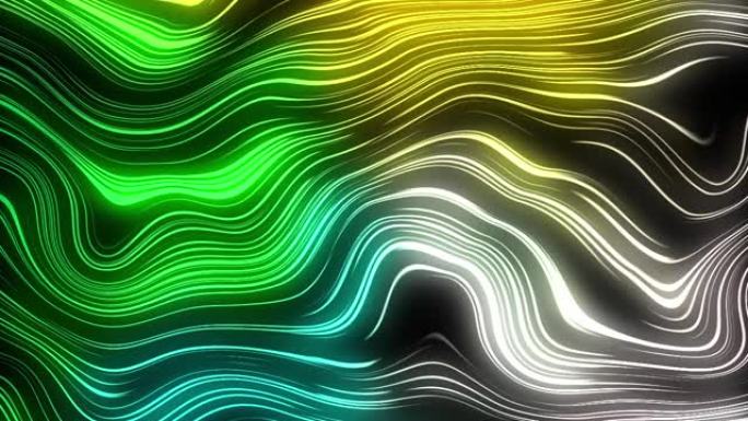抽象彩色曲线波浪线背景水平运动4k