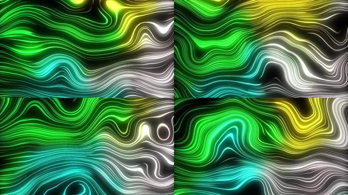 抽象彩色曲线波浪线背景水平运动4k