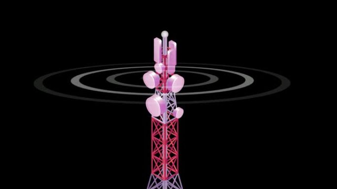 4k通信塔产生无线电波。对人类有害的无线电频率。网络塔无线电波概念。
