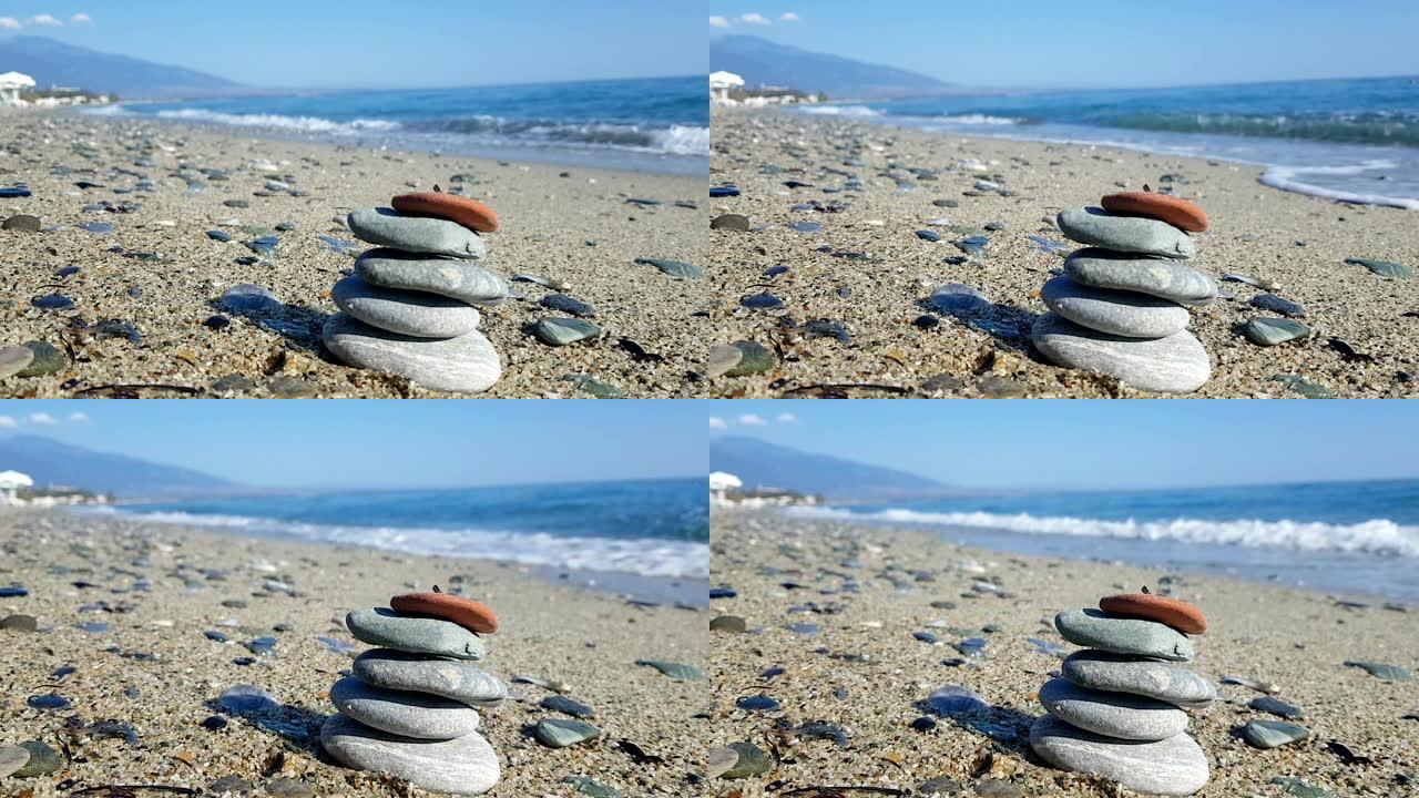 海岸线上堆积的石头
