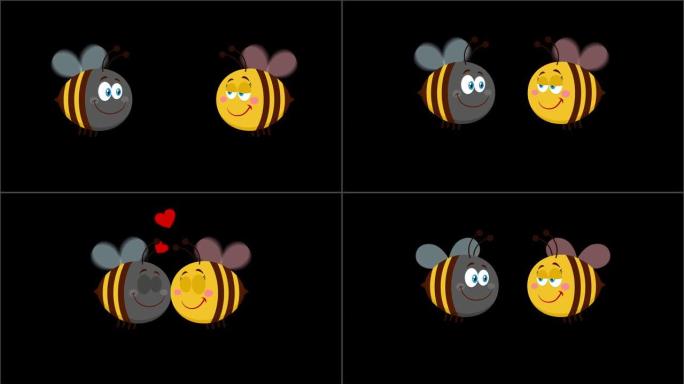 蜜蜂卡通人物情侣恋爱