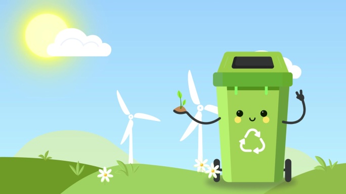 卡通环保垃圾回收动画背景